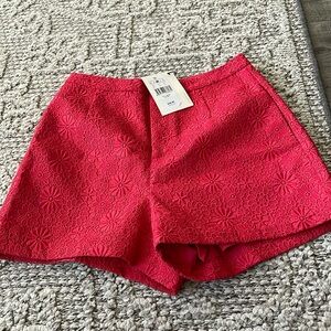NWT embroidered red shorts